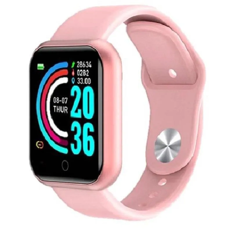 Relógio Smartwatch Inteligente D20 Y68 Coloca Foto na Tela Notificações WhatsApp Instagram Facebook Troca Pulseira Multi-Funções Rose