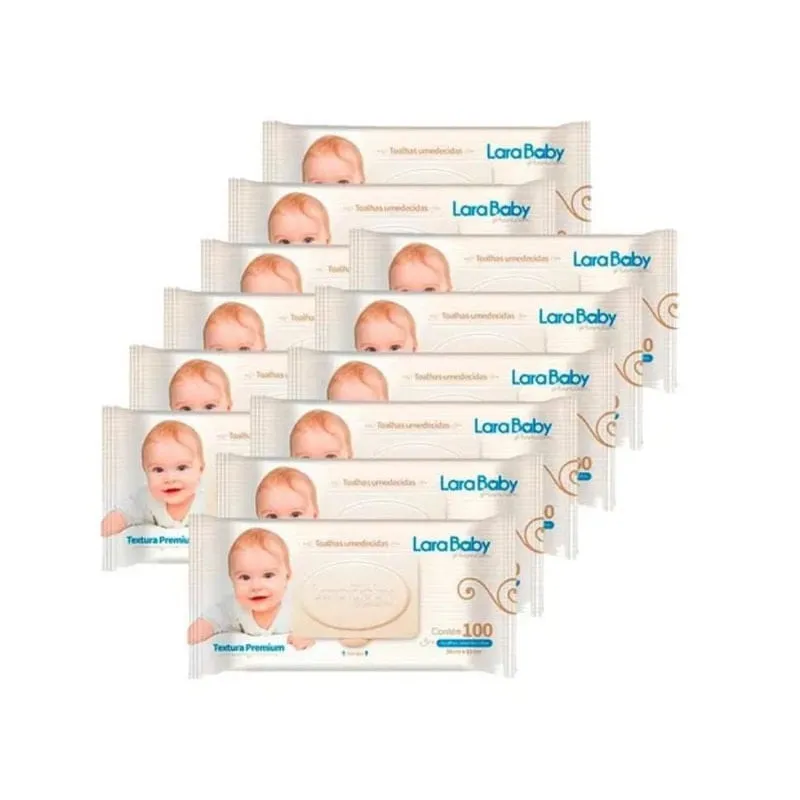 Kit 12 Lenço Umedecido Lara Baby Pacotes De 100 Toalhinhas