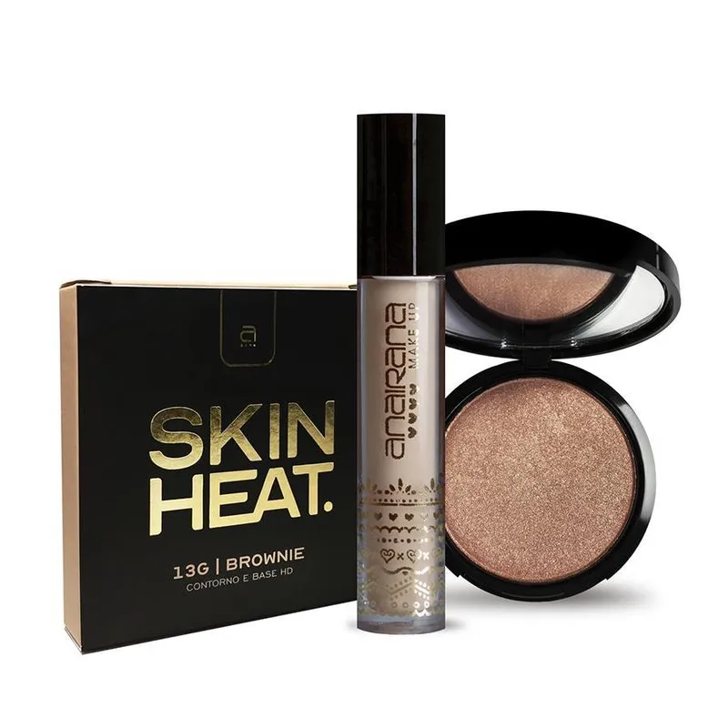 Combo Corretivo Claro Contorno Mousse Skin Heat Iluminador