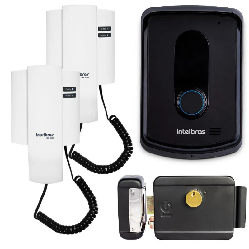 Kit Porteiro Ipr 8010 Com Extensão De Audio Com Fechadura