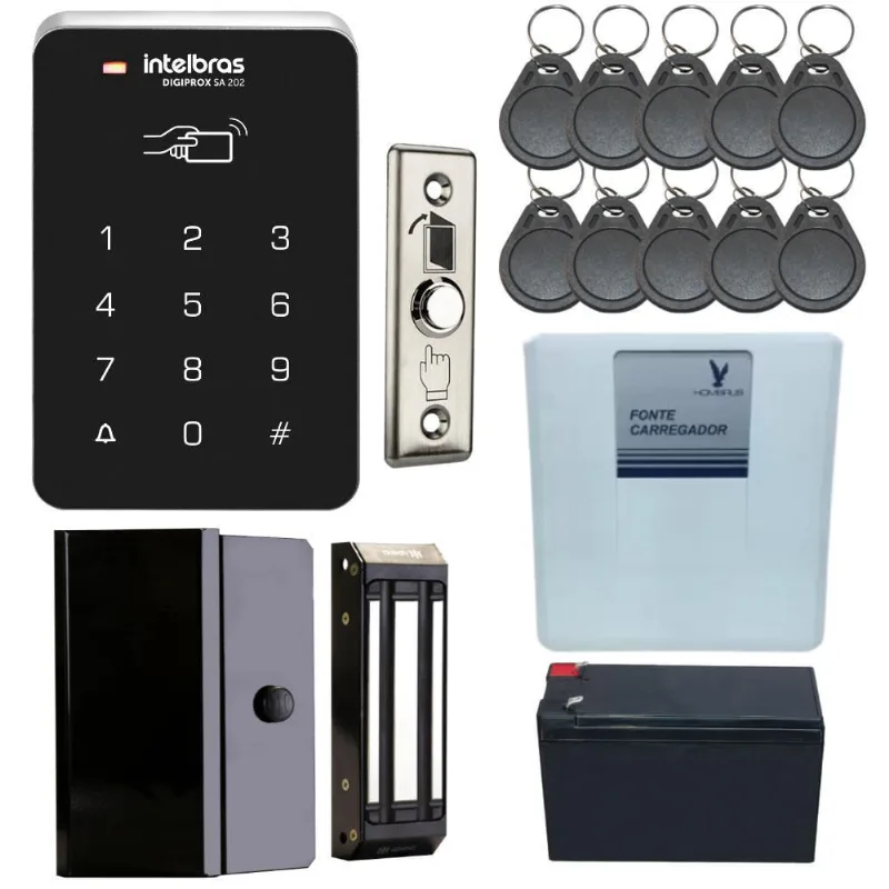 Kit Controle De Acesso Sa 202 10 Tag E Fechadura M80 Preta