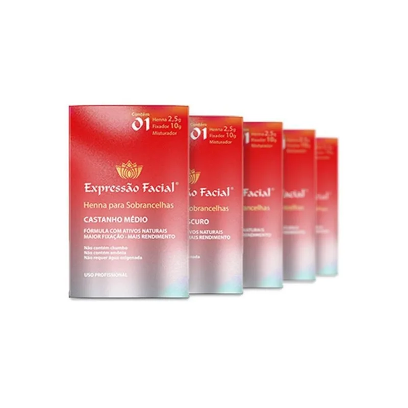 Kit 5 Unidades Henna Expressão Facial 2,5G Louro Médio