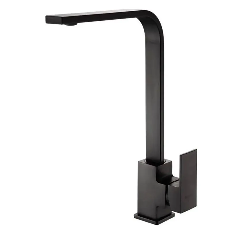 Torneira Cozinha Monocomando Misturador Quadrada Slim Preto