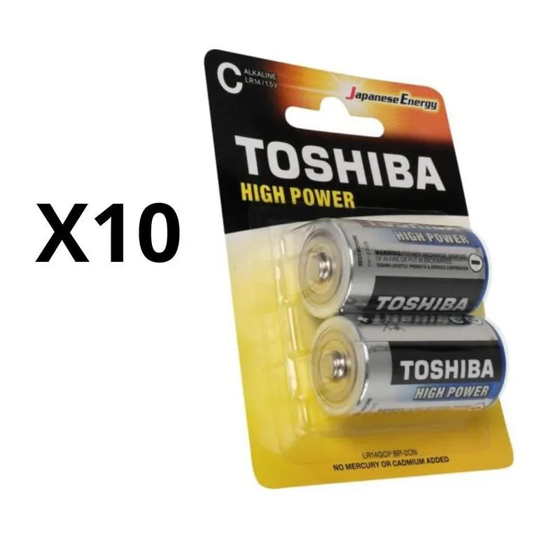 Kit 10 Cartelas Pilha Alcalina C Toshiba C/2 Un