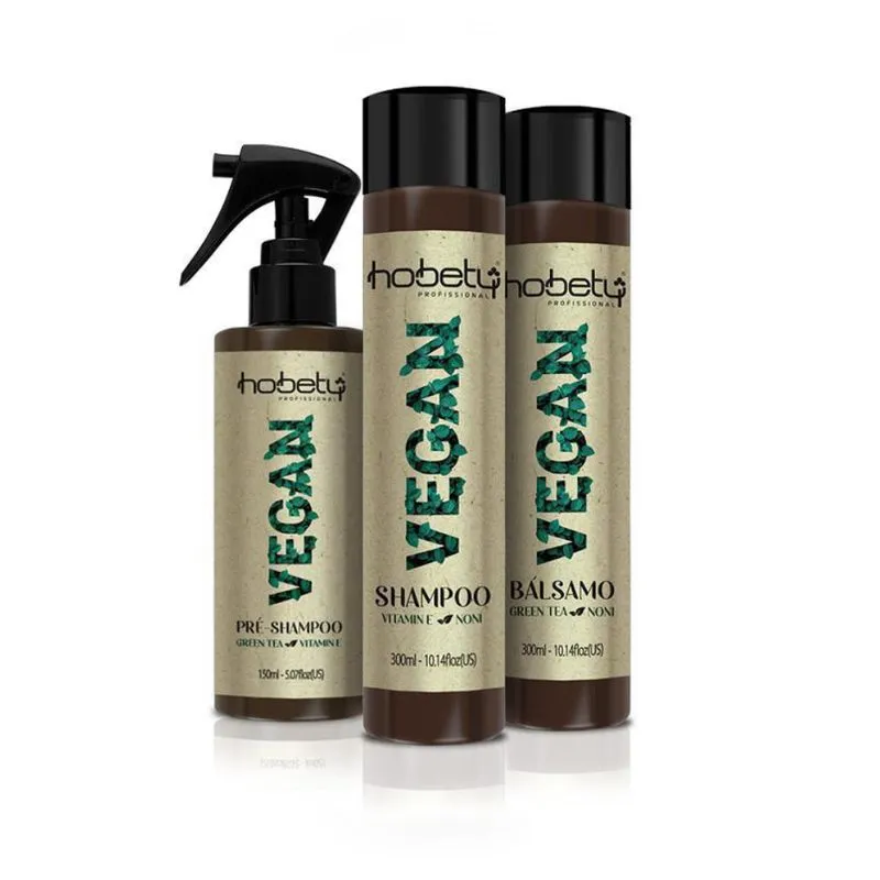 Kit Hobety Vegan Shampoo 300Ml Balsamo 300G PreShampoo 150Ml