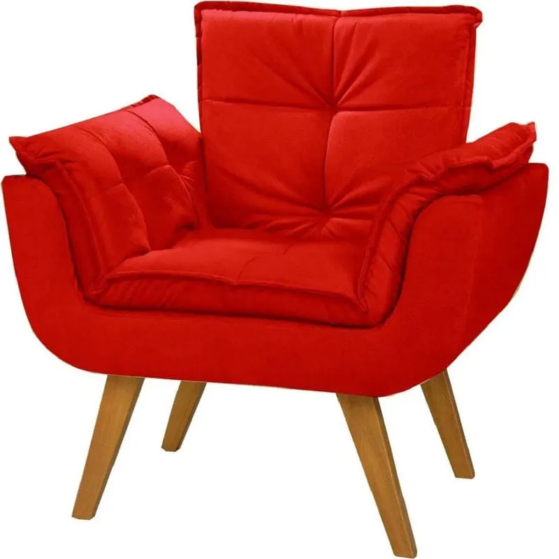 Poltrona Opala Suede Vermelho