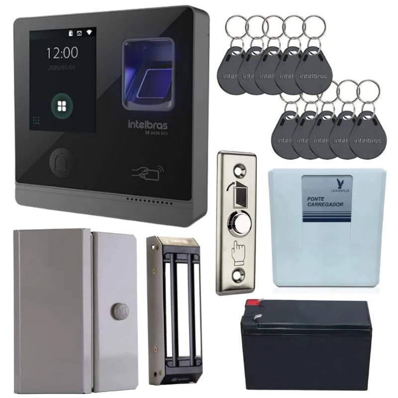 Kit Controle de Acesso SS3430 bio Intelbras Eletroímã Cinza