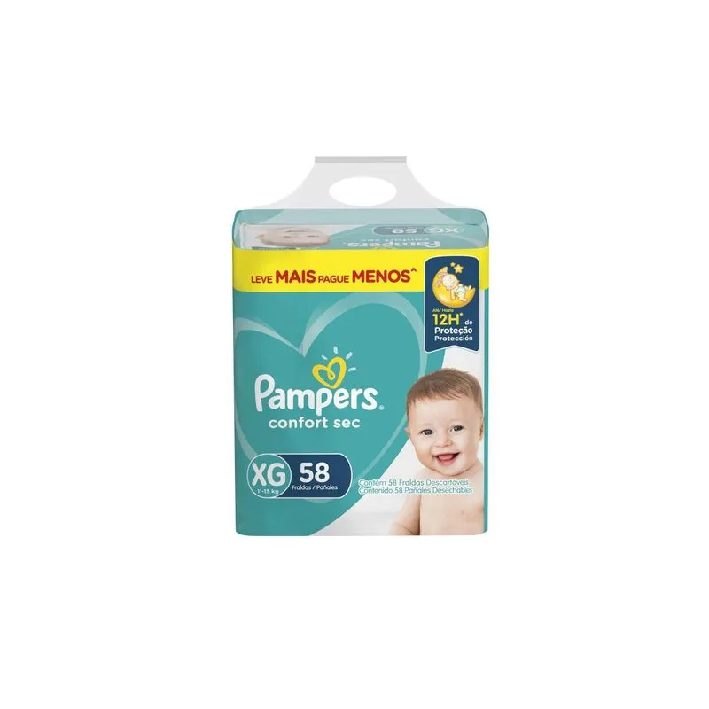 Pacote De Fralda Pampers Confort Sec Xg Com 58 Unidades