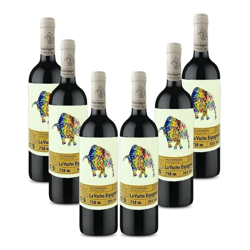 Kit 6 Unidades Vinho La Vache Espagnole Tinto 750ml