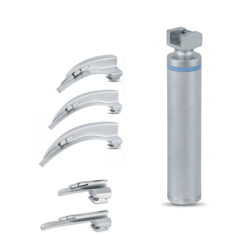 Kit Laringoscópio - 3 Lâminas Curvas E 2 Retas - Led Branco