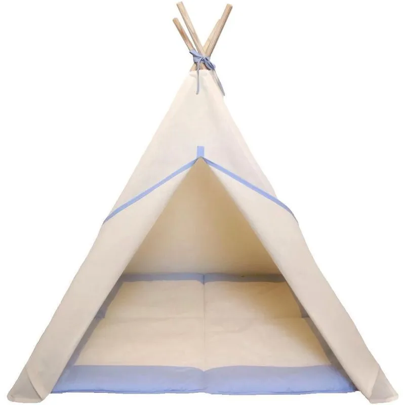 Cabaninha Infantil + Tapete Acolchoao Azul Claro 135X90X90Cm