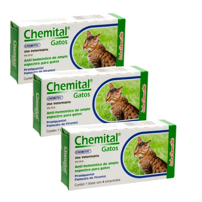Chemital Gatos 4 Comprimidos - Vermifugo Kit 3