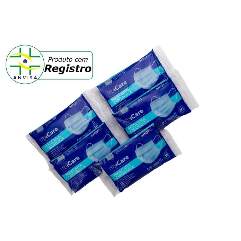 Máscara Descartável Com Filtro Tripla Facial 50 Unidades