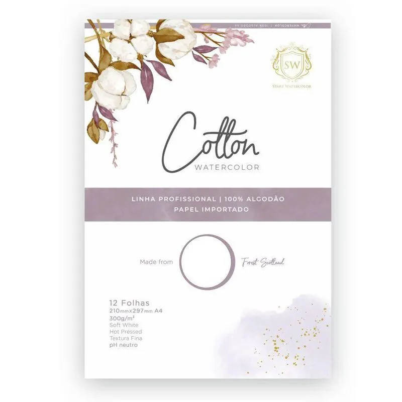 Bloco De Papel Cotton - 100% Algodão 12 Fls 300G/M2 A4