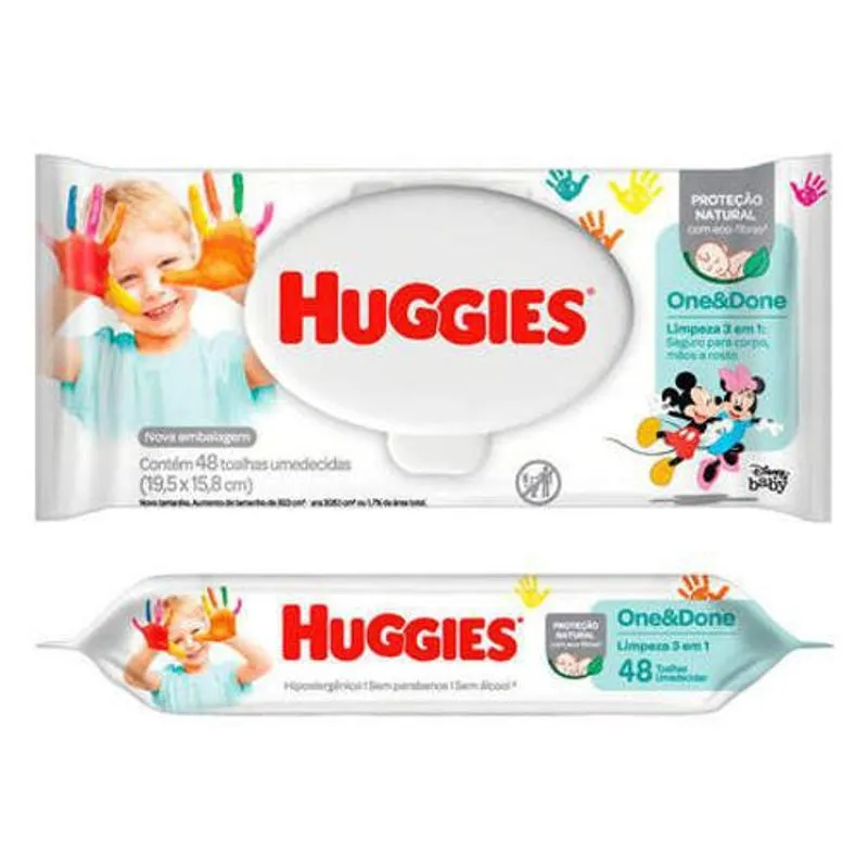 Kit 12 Lenços Umed Huggies One&amp;done C/48 = 576 Lenços