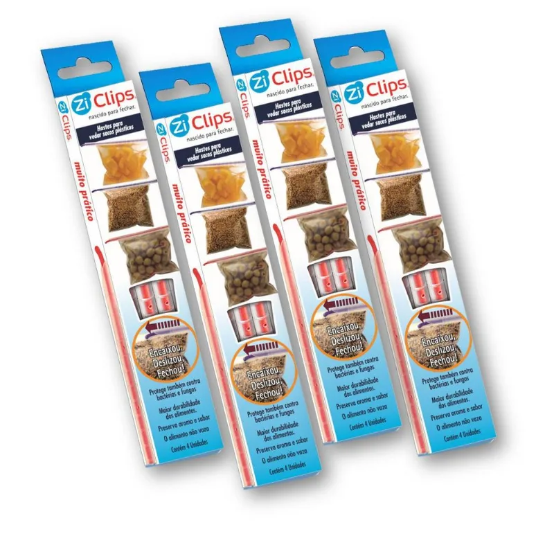 Vedador De Embalagens Ziclips 4 Cxs Kit Mix C/4 - 4g