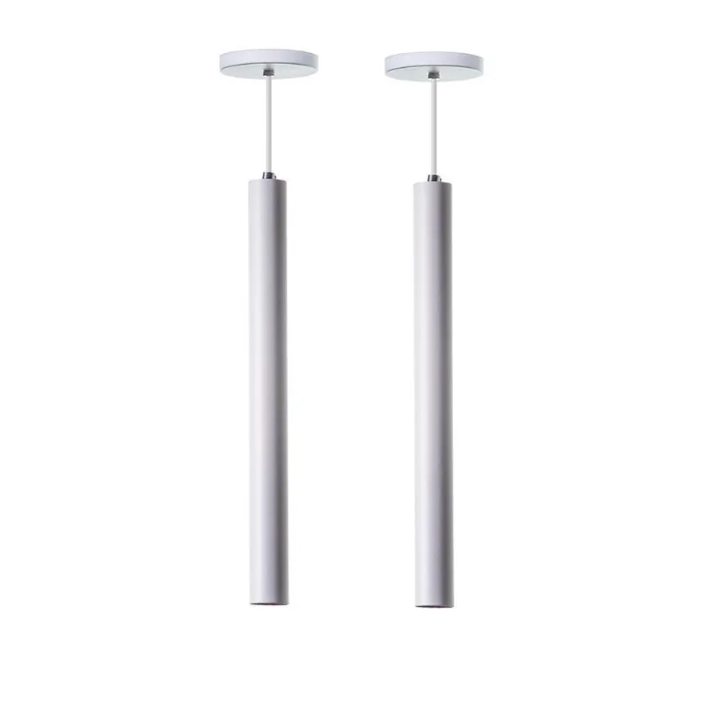 Kit 2 Pendentes Tubo Cilindro Alumínio 30Cm Branco