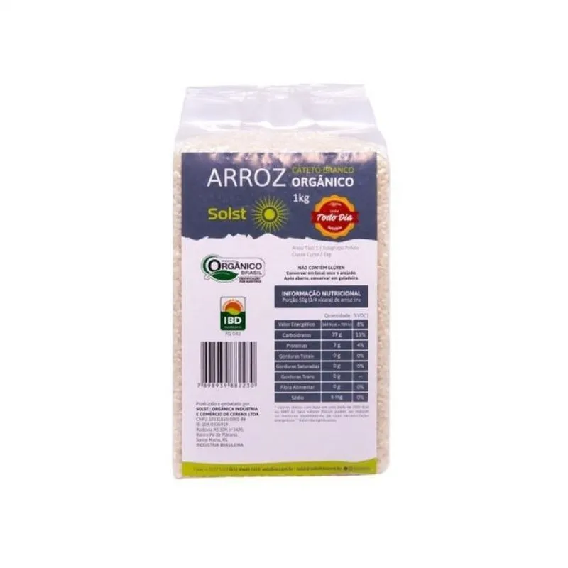 Kit 2x: Arroz Cateto Curto Branco Orgânico Solst 1kg