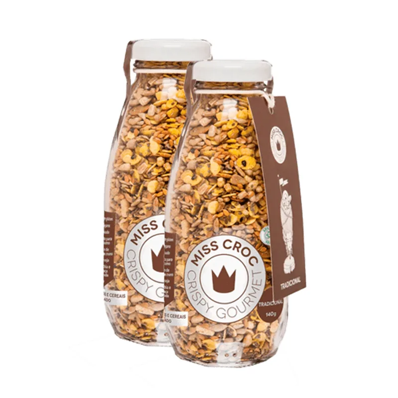 Kit 2x: Granola Crispy Tradicional Garrafa Miss Croc 130g