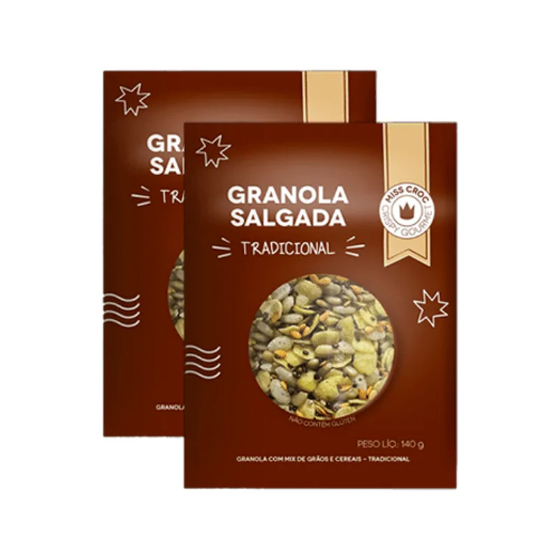 Kit 2x: Granola Crispy Tradicional Sachê Miss Croc 140g