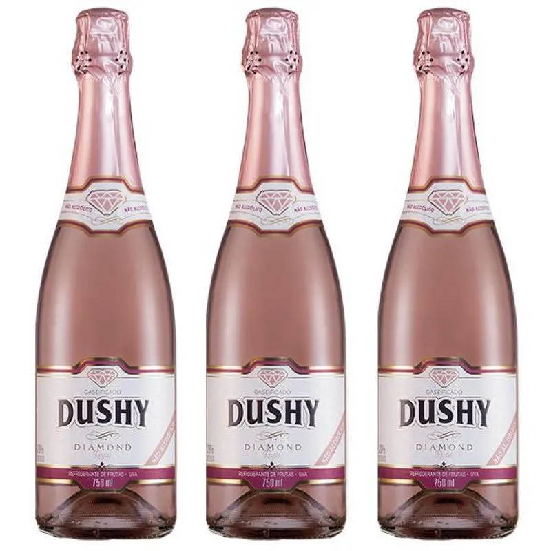 Kit 3 Gaseificado Sem Álcool Dushy Diamond Ros 750ml