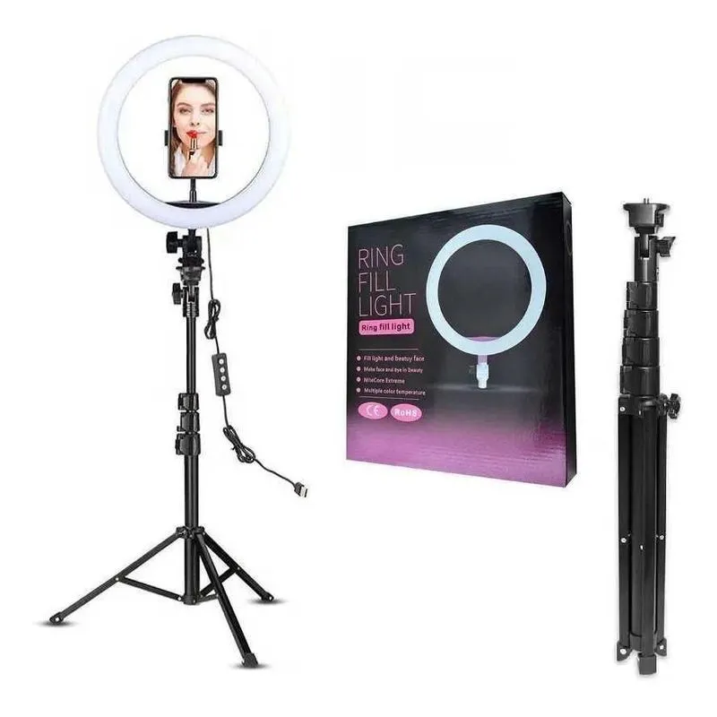Ring Light Led 10 Polegadas 26cm Com Trípe De 2,10 Metros