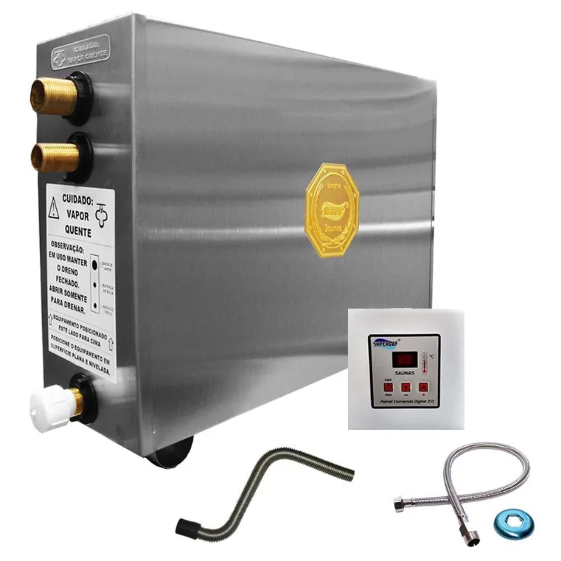 Sauna Vapor Impercap 16Kw 220 Bif + Tubo Aço + Comando Digital