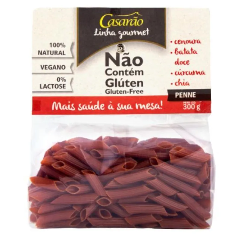 Kit 2x: Macarrão Penne Cenoura Sem Glúten Casarão 300g