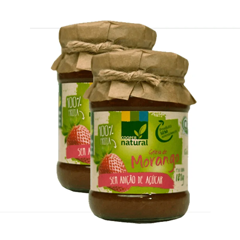 Kit 2x: Geleia Morango 100% Fruta Orgânico Sem Açúcar 180g