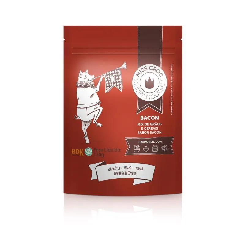 Kit 2x: Granola Crispy Bacon Sem Glúten Sachê Miss Croc 130g