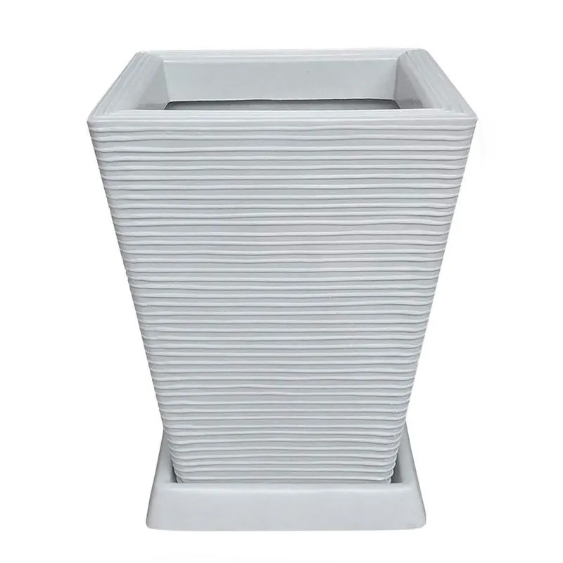 Vaso De Planta Quadrado Decorativo Polietileno 45X35 + Prato