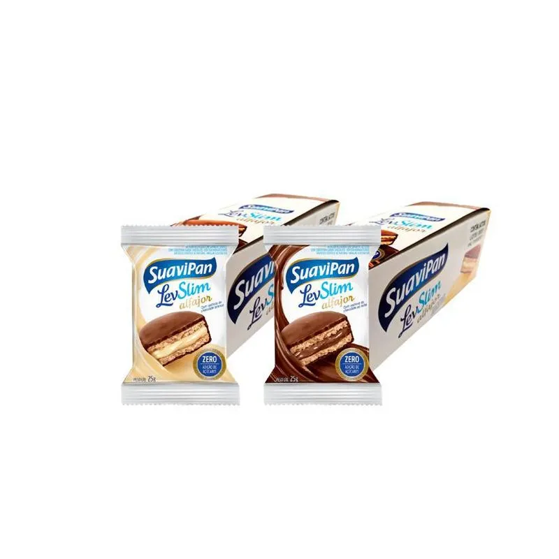 Kit 2 Disp. Alfajor Suavipan Ao Leite &amp; Choco/branco 300g Cd
