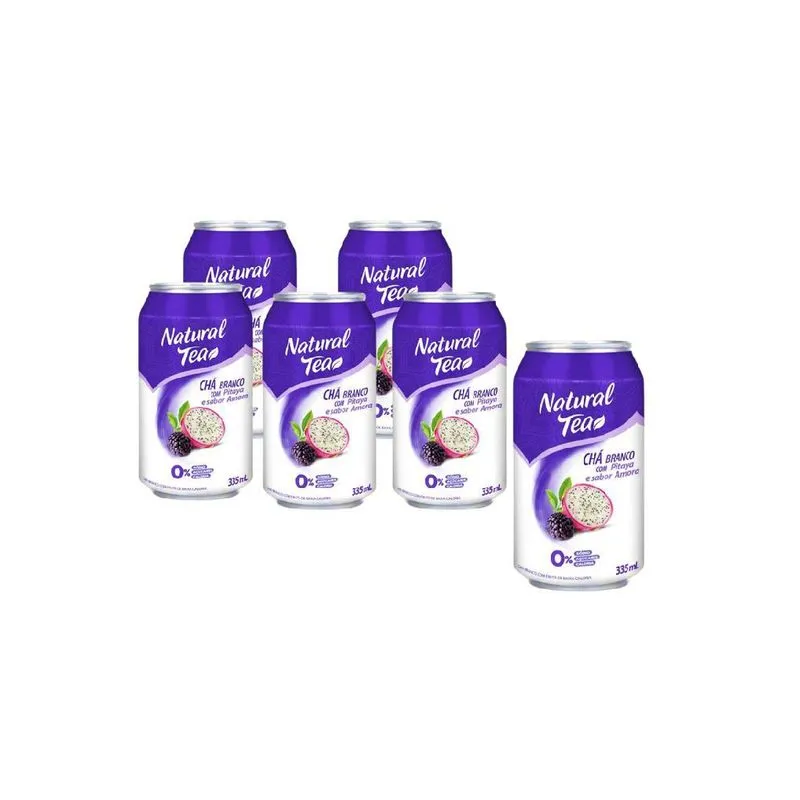 Kit Com 6 Chá Natural Tea Branco Com Pitaya E Amora 335ml