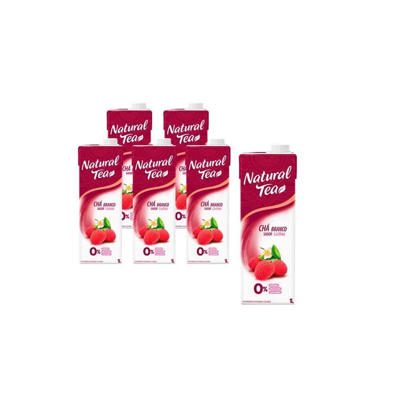 Kit Com 6 Chá Natural Tea Branco Com Lichia 1l