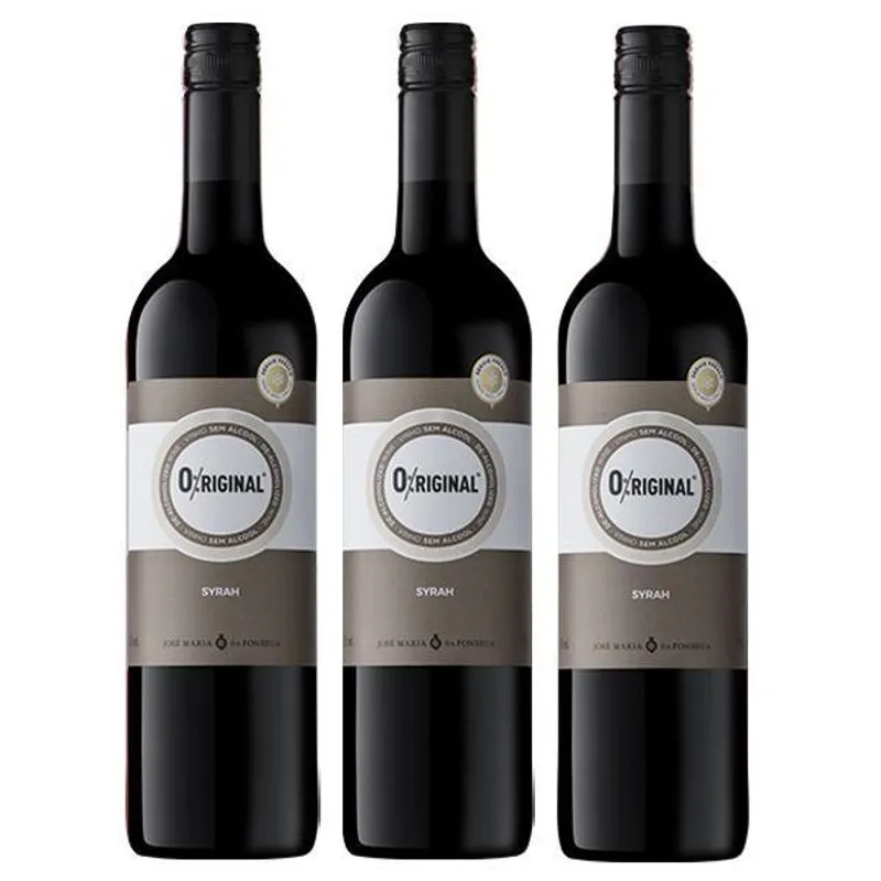 Combo 3 Un Vinho Sem Álcool Português Tinto Original 750 Ml