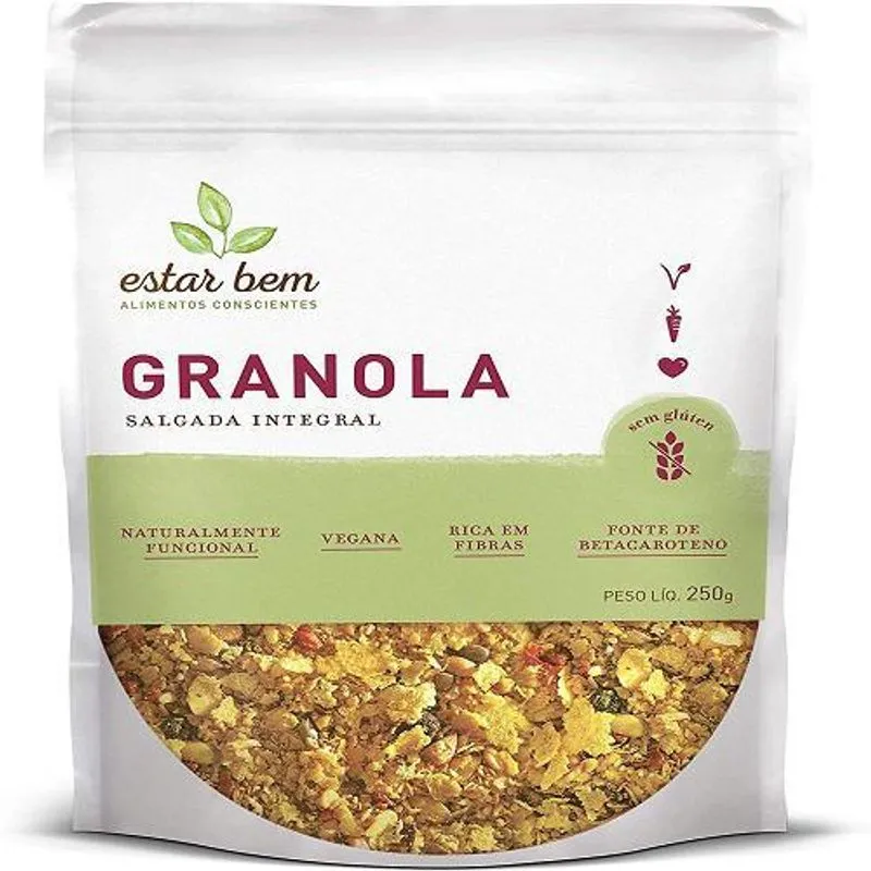 Kit 2x: Granola Salgada Integral Sem Glúten Estar Bem 250g