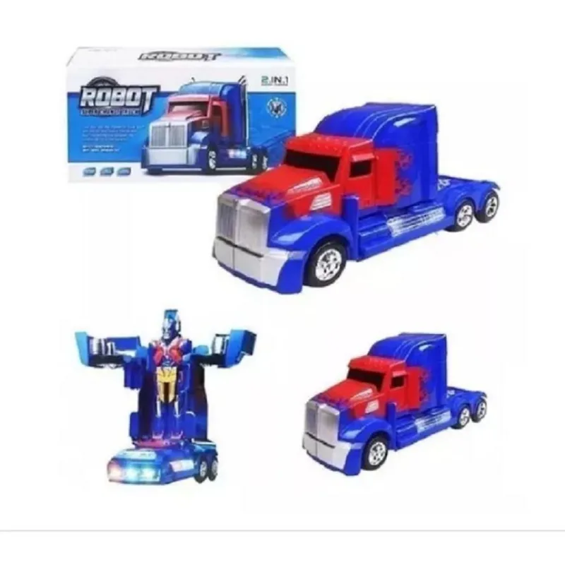 Kit Com 3 Carrinhos Vira Robô Luz Som Transformers