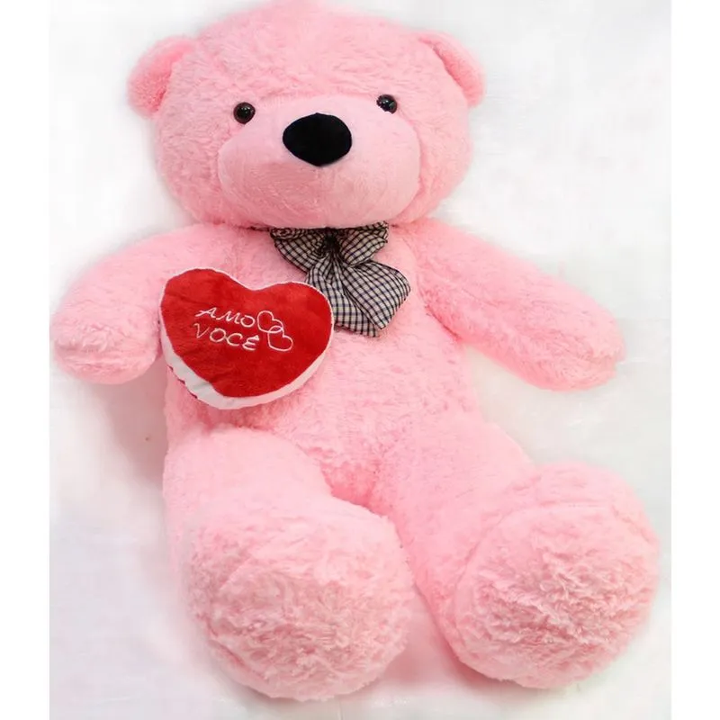 Urso Rosa De Pelúcia Macia 1,4 Metros Namorada Natal
