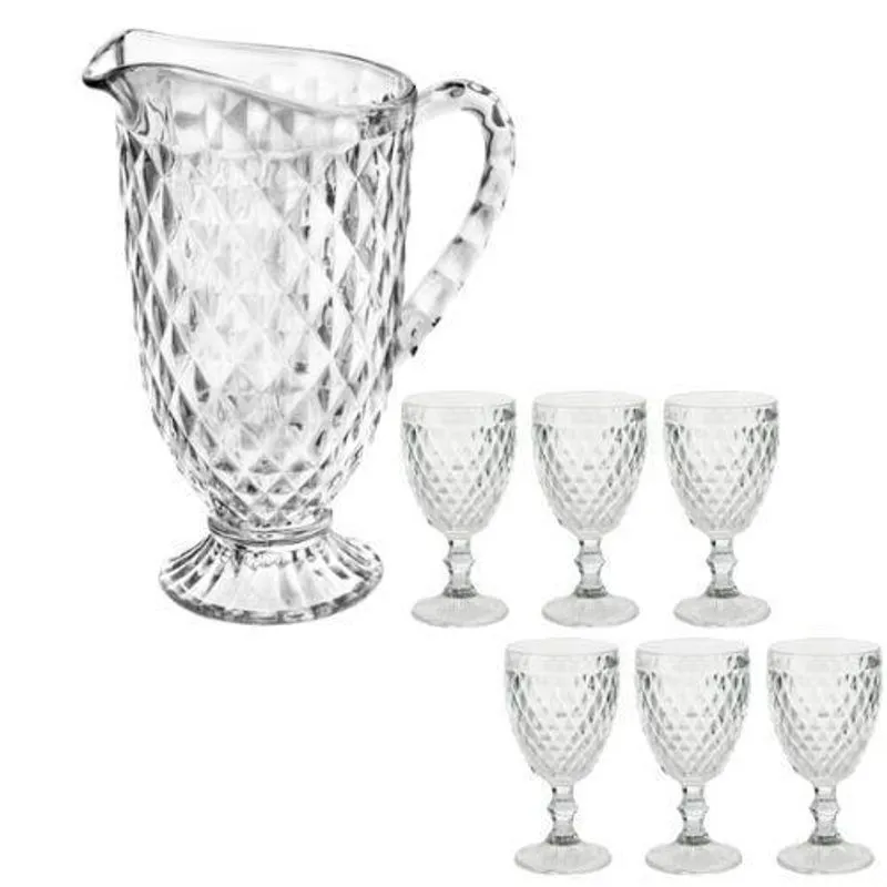 Mimo Style Conjunto Jarra E Jogo De 6 Taças Clear Verre