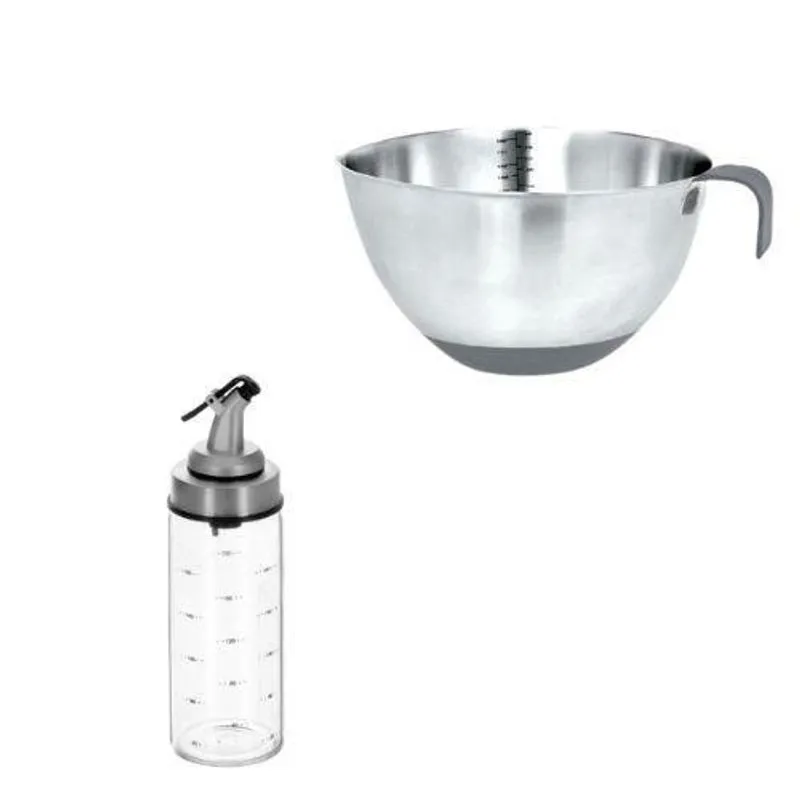 Mimo Style Kit Tigela Medidora Inox Galheteiro Dosador Vd