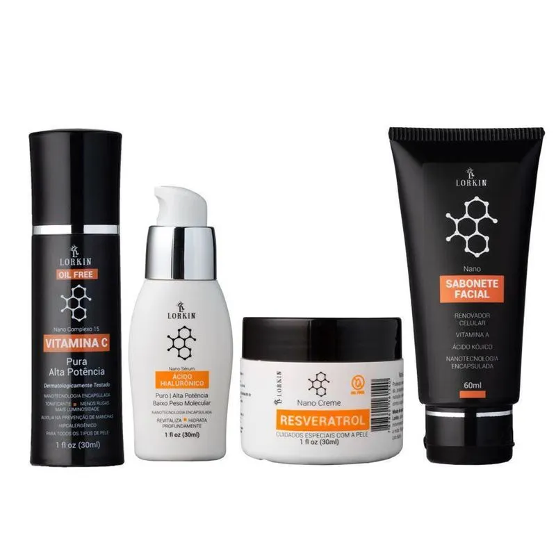 Vitamina C, Ácido Hialurônico, Gel Kójico, Creme Resveratrol