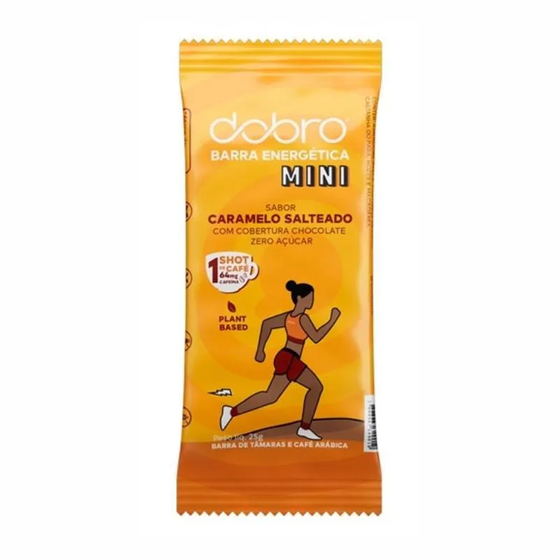 Kit 2 Barra Energética Caramelo Com Chocolate Dobro 25g