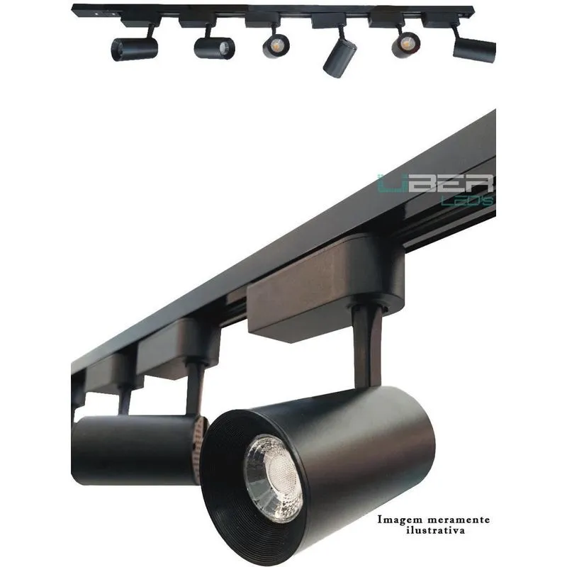 Kit Trilho Eletrificado 1M 4 Spot 7W Preto 3000K Luz Amarela