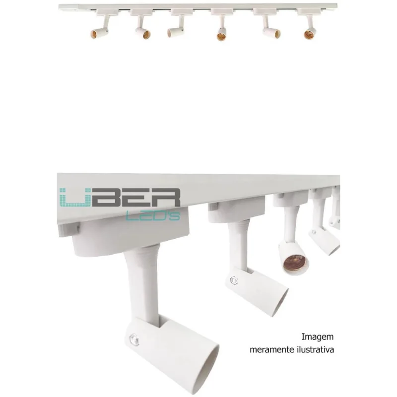 Kit Trilho Eletrificado 1M Branco 4 Spots E27 Bulbo Par20