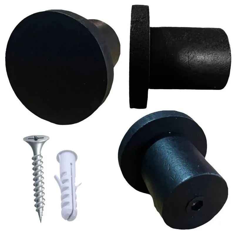 Pino Suporte Gancho Madeira Preto 5cm Espelho Decoração Casa