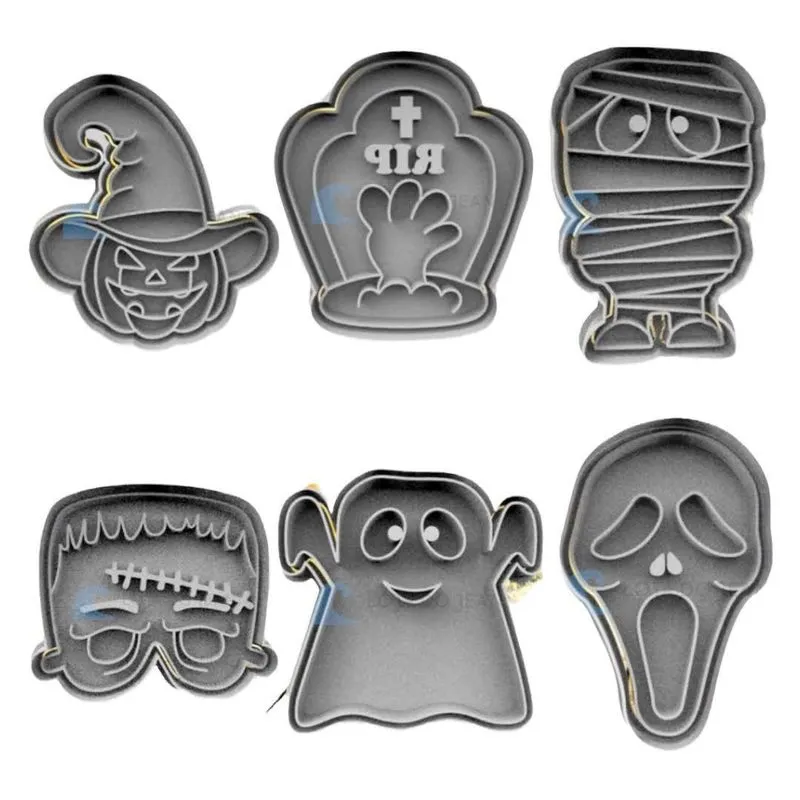Kit 6 Cortador Marcador Cookie Halloween Dia Das Bruxas