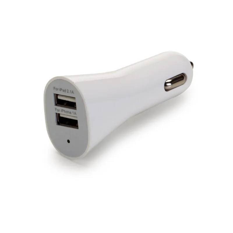 Carregador veicular USB duplo branco