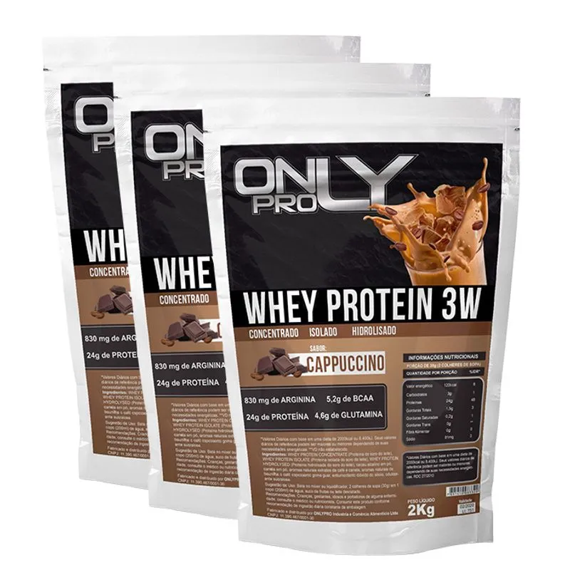 Kit 3 Wheys Only Pro 6 Kilos Proten Wey Capuccino