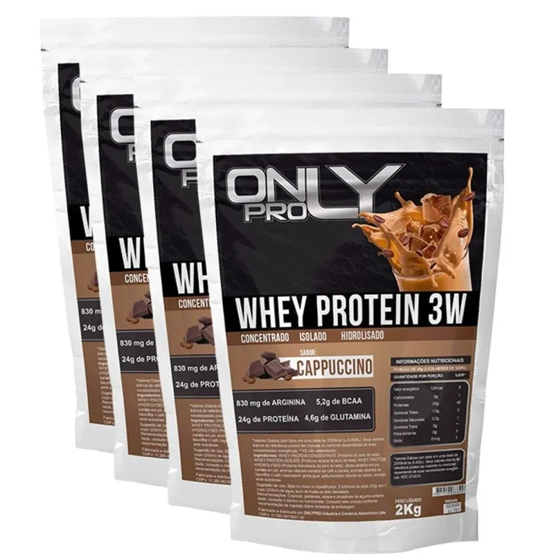 Kit 4 Wheys Only Pro 8 Kilos Proten Wey Capuccino