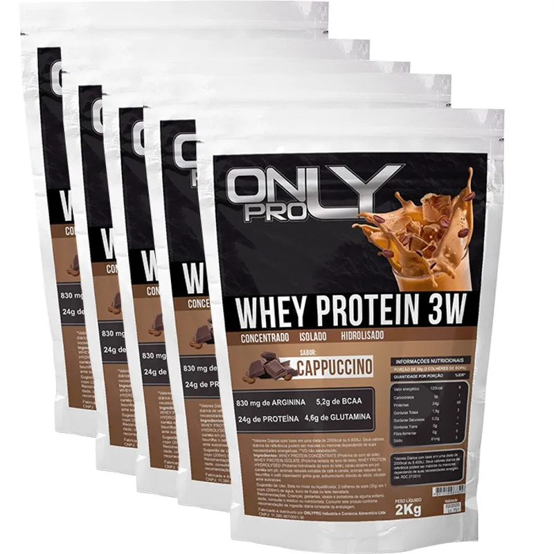 Kit 5 Wheys Only Pro 10 Kilos Proten Wey Capuccino